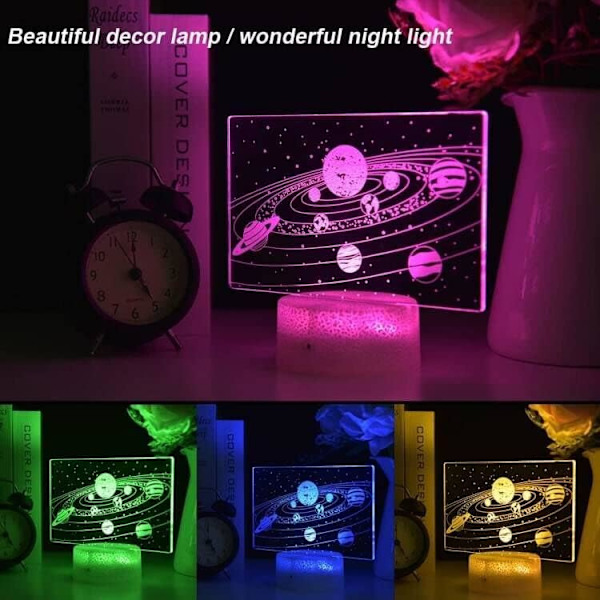 7 Färgväxlande Nattlampa 3D Atmosfär Glödlampa Ljus Illusion Rymd Galaxy 3D Visuell Illusion LED-lampa för Barn Leksak Jul Födelsedagspresenter