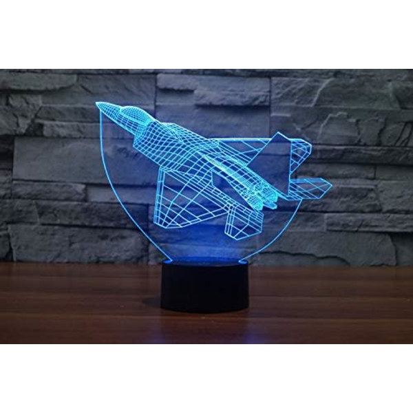 3D Flyvemaskine Fjernbetjening 16 Farve Natlys Illusion Akryl LED Bord Sengelampe Børneværelse Skrivebords Dekoration Fødselsdagsgaver Legetøj til Børn