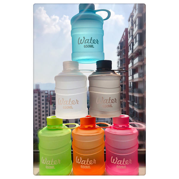 Mini Liten Ren Hinkkopp Plast Vattenkopp Vatten [Frosted Svart] 650ml Singelkopp + Koppborste