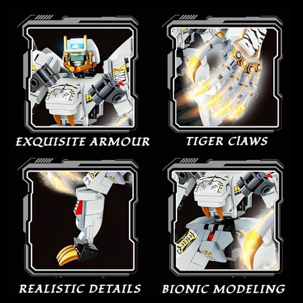 Mech med coola tigerklor Byggsats, samlarobjekt Warrior Super Battle Hero Display Model Toy, kreativa presenter, konstruktionsset (323 delar)