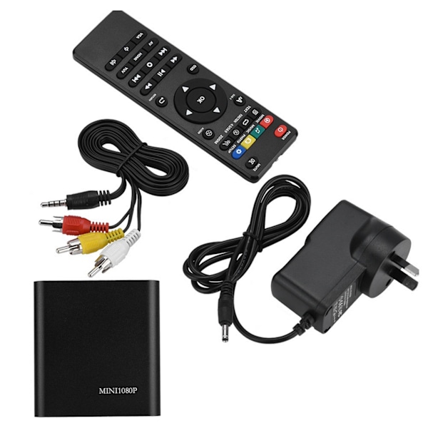 Mini HD Media Player Stereo Sound & 1080P Video HDMI/AV Output Media Player Center -