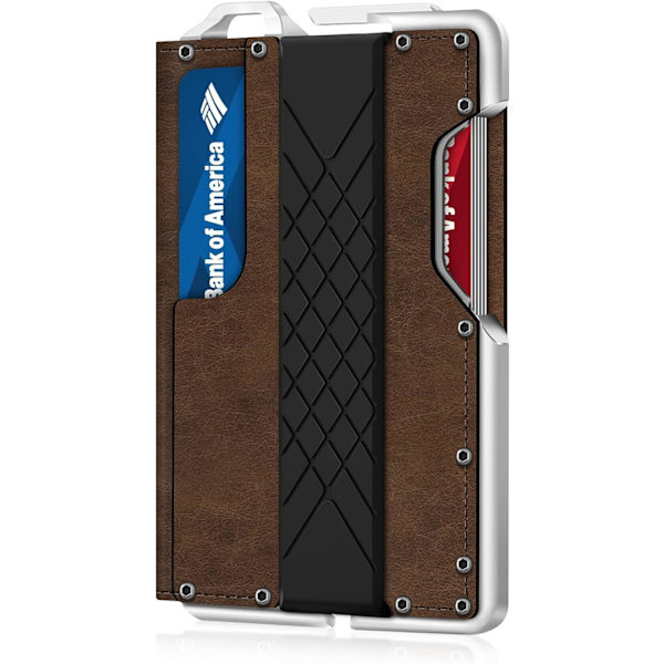 Taktisk minimalistisk plånbok för män, smal RFID-blockerande metallkortfodral, främre ficka Menu2019s läder Dapper Bifold-plånbok med pengaclip Crazy Horse