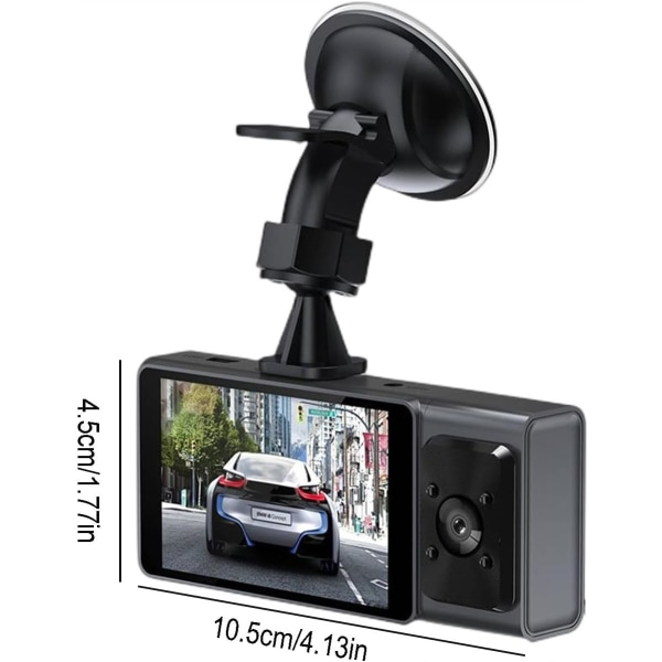 Dash Cam, WiFi 1080P FHD Bil Kjøreopptaker, Dobbel Objektiv Front og Innvendige Kameraer HD med Natt Syn& G Sensor&Parkeringsmonitor&Loop Opptak&Reve