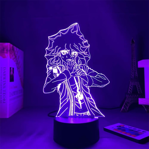 USB 3D Anime Illusionslampe Nagito Komaeda LED nattlyslampe for soveromsdekorasjon 7 farger berørings-/fjernkontroll 16 farger akryl neonlampe