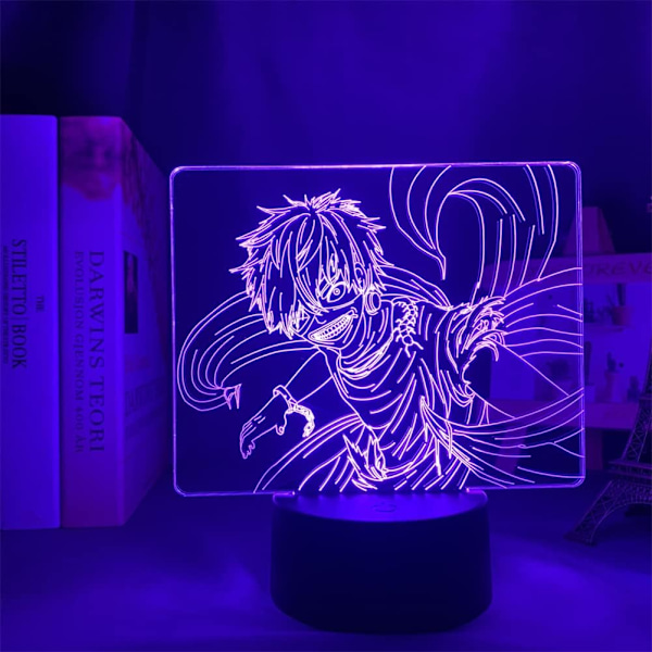Animelampa Ken Kaneki Figur LED Nattlampa för Hemrumsdekoration 3D Illusion Skrivbordslampa USB 7/16 Färger Fjärrkontroll Touch Switch Barnsemestergåvor