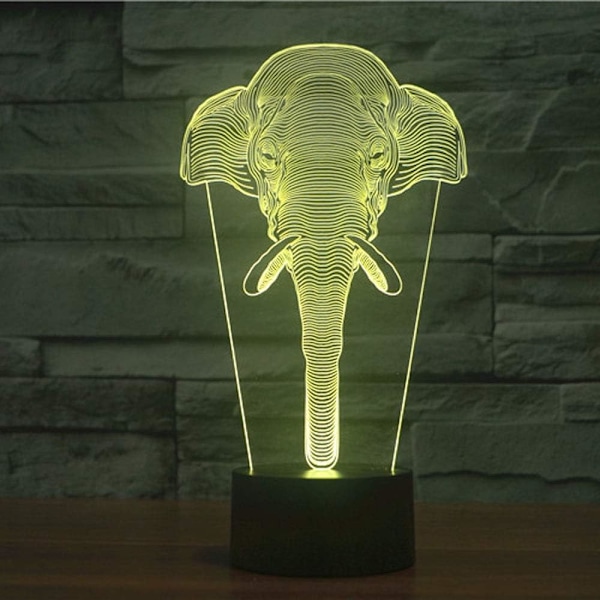 3D LED Vild Ulv Optisk Illusion Natlampe, 7 Farveskift Touch Switch USB Drevet Soveværelse Dekoration Bordlampe