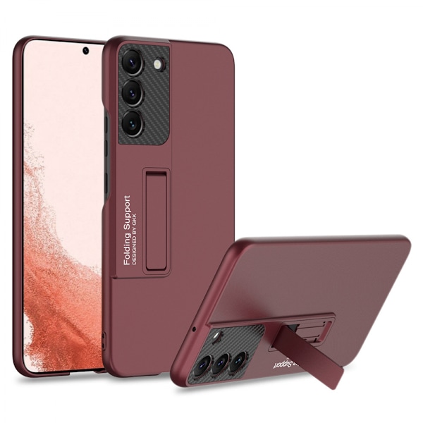 Til Samsung Galaxy S22 Telefon Etui, Foldbar Stativ Frosted Tekstur Ultra Tynd Stødsikker Slidstærk Cover (Rød)