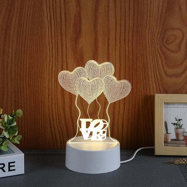 LoveBalloon Illusion Lamp Nattlampa för Barn LED Bordslampa Nattlampa Sovrumsdekoration Semesterpresenter Födelsedagspresenter för Barn Pojkar Flickor