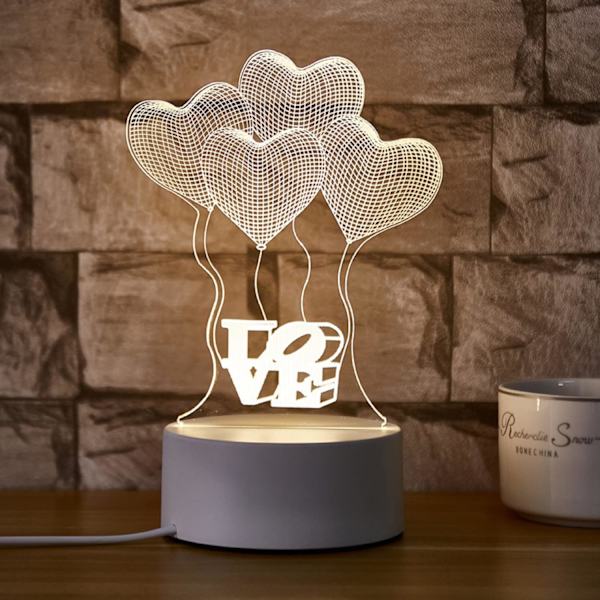 LoveBalloon Illusion Lamp Nattlampa för Barn LED Bordslampa Nattlampa Sovrumsdekoration Semesterpresenter Födelsedagspresenter för Barn Pojkar Flickor