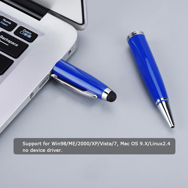 Tre i én multifunktion USB Flash Disk Touch Screen Pen Blå 128G