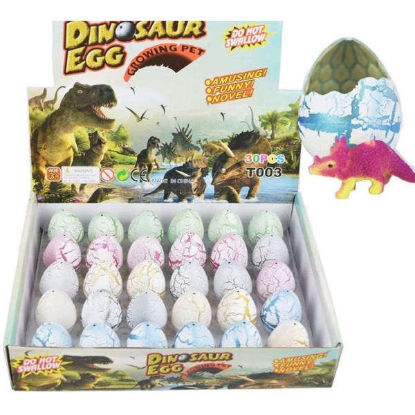 Dinosaur Eggs Toy Hatching Growing Dino Dragon for Children Large Size Pack of 30pcs,White Crack