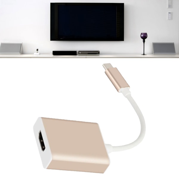Typ C till HD Multimedia Interface-adapter Stöd 4K 10GBit Båda sidor Insatt Plug and Play USB C till HD-adapter Guld
