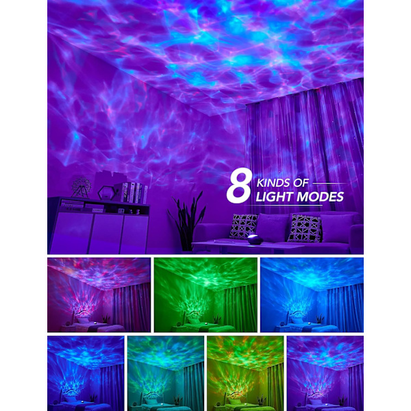 Mubarek Nordlys Aurora Projektor, 3 i 1 nattlys med hvit støy, timer, Bluetooth-høyttaler, Galaxy Light Skylight Space Light for Ceiling