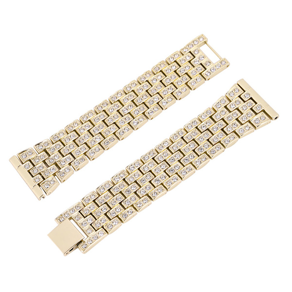 Rostfritt stål 5 rader borrkedja armband för Fitbit Versa klockarmband guld