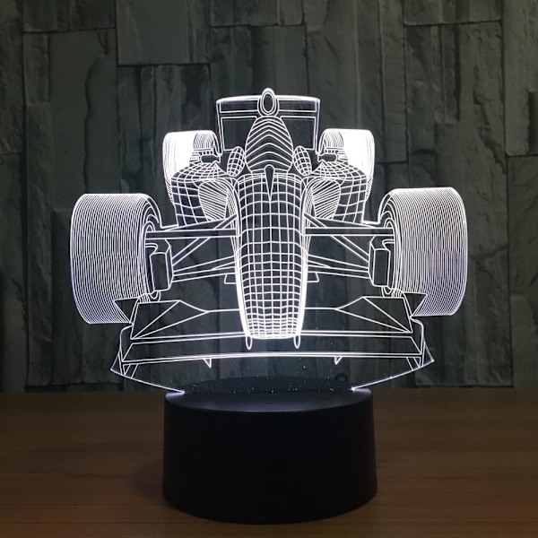 Racing Car 3D Novelty Ljuslampa Ledlampa Bordlampa Glödlampa 3D Färgrik Touch Lava Skrivbordslampa Dimbar Led Nattlampa Barnpresent