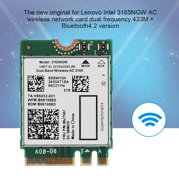 Til Lenovo Intel3165 Dual Band Wireless AC 3165NGW NGFf M2 433m   Bluetooth4.2 802.11AC-kort
