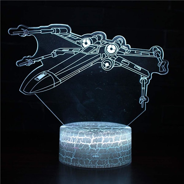 3D Illusion Lampe Flyvemaskine Stemningslys 7 Farveskiftende Akryl LED Natlys USB Kabler Soveværelse Skrivebord Dekoration