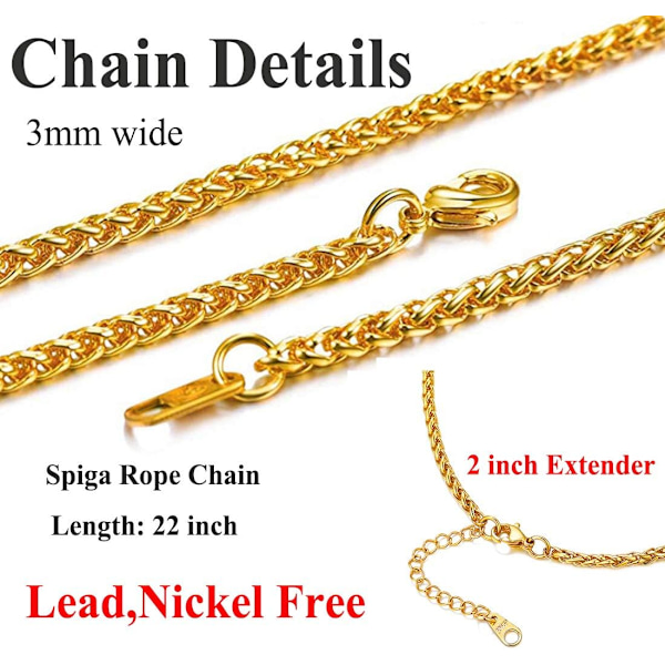 Krone Initial A-Z Halskjede, Iced Out Bokstavanheng med 22-24 Tommers Kjede, Menn Kvinner Bling Hip Hop Alfabet Navn Smykker Gave Store Initialer Halskjeder X 18K Gold