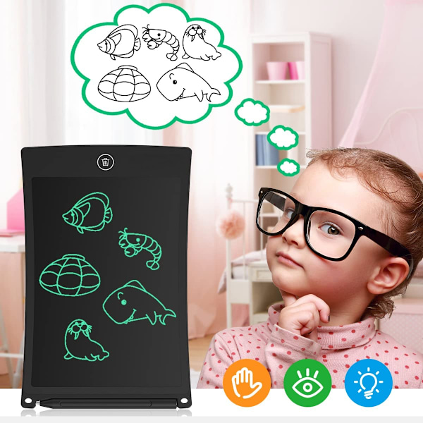 8,5 tommer LCD skrivetablet kontor whiteboard opslagstavle køkken memo opslagstavle køleskabstavle magnetisk daglig planlægger gaver til børn (sort)