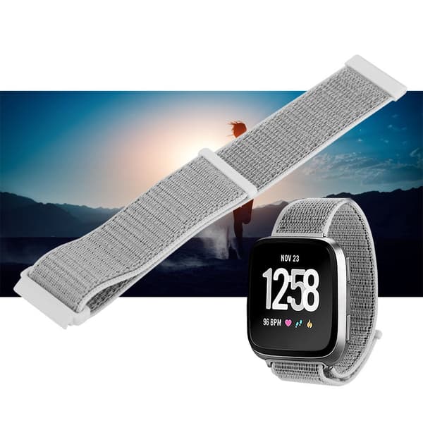 Blød nylon loop vævet urrem udskiftning armbånd til Fitbit Versa Smartwatch (Seashell)