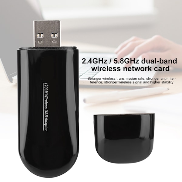 1200M Dual Band AC Trådlös Wifi Bluetooth Adapter WiFi Nätverks USB Adapter Kort