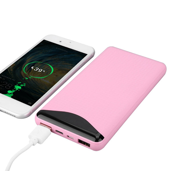 TF-7106 10000mAh Bärbar Digital Skärm Display Typ-C Snabbladdning Powerbank (Rosa)