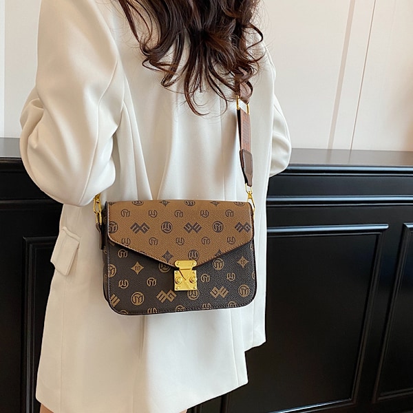 Retro blomväska för äldre med känsla för mode, damväska i lätt lyxig nisch, utländsk stil, enkel axelväska, diagonal cross body liten fyrkantig väska