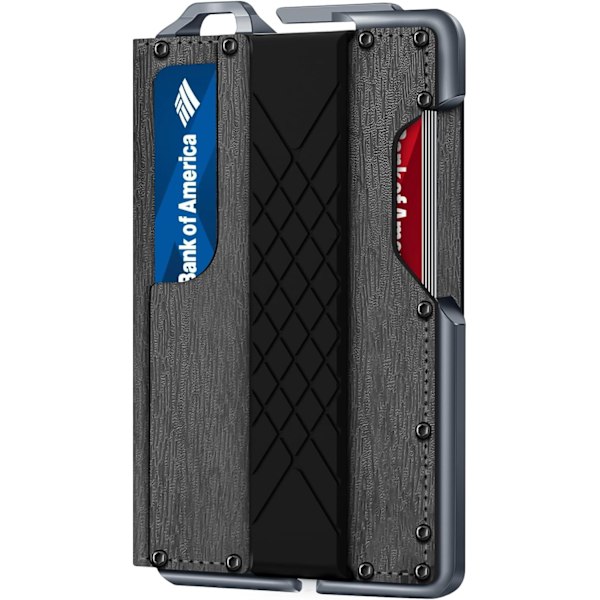 Taktisk minimalistisk plånbok för män, smal RFID-blockerande metallkortfodral, främre ficka Menu2019s läder Dapper Bifold-plånbok med pennsklämma Tree Pattern Grey