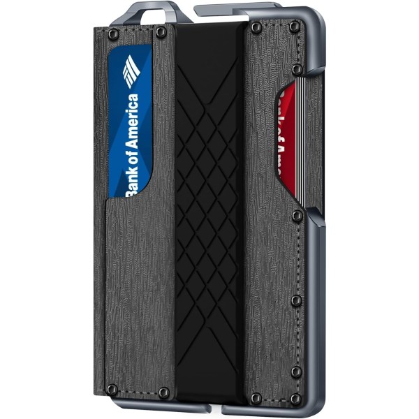 Taktisk minimalistisk pung til mænd, slank RFID-blokerende metal kortholder, forlomme Menu2019s læder Dapper Bifold pung med pengeseddelklemme Tree Pattern Grey