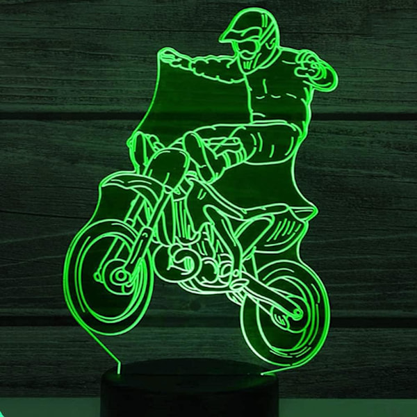 3D Motorcykel Bil Nattlampa Bordskrivbordslampa Optisk Illusion Lampor 7 Färgväxlande Ljus LED Bordlampa Jul Hem Kärlek Födelsedag Barn Barn Present