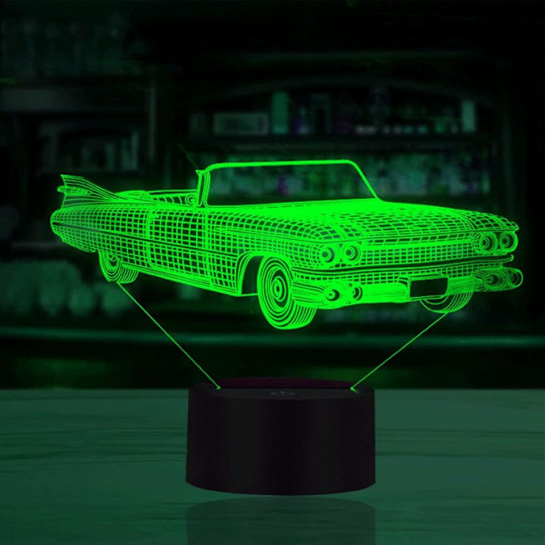 3D Racerbil Natlys LED Lampe Illusion 7 Farveskiftende Bord Dekoration Lamper Fødselsdagsgave Akrylbase USB Kabel Legetøj