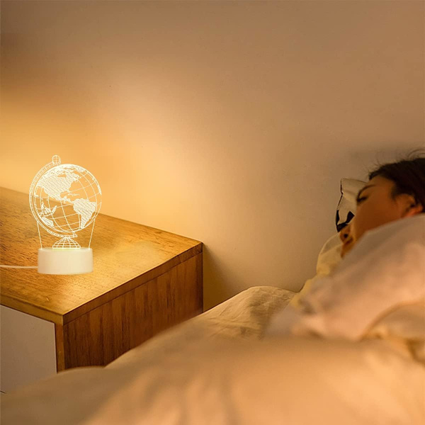 Globus illusjonslampe nattlys for barn LED bordlampe nattlampe soverom dekorasjon feriegaver bursdagsgaver for barn gutter jenter
