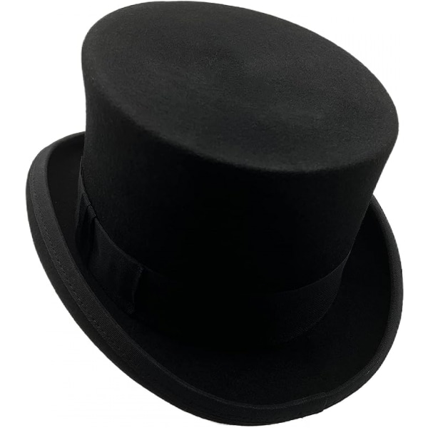 Uld Top Hat til Mænd Satin Foret Topper Hat Sort Mænds Høj Tophat Julekostume Cap