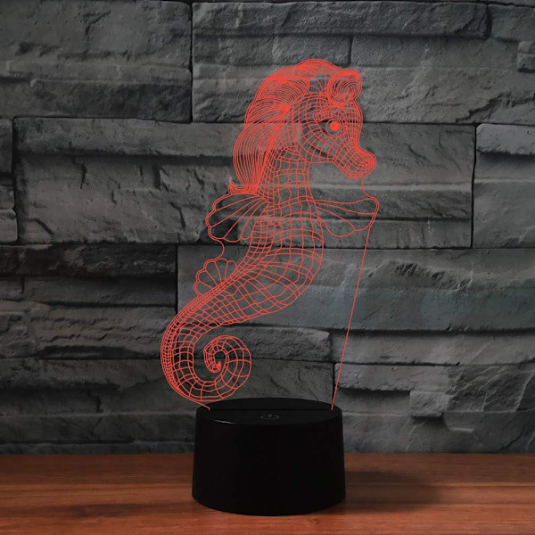 3D HavsHäst Fjärrkontroll 16 Färger Nattlampa Illusion Akryl LED Bord Sänglampa Barn Sovrum Skrivbords Dekoration Födelsedagspresenter Leksak