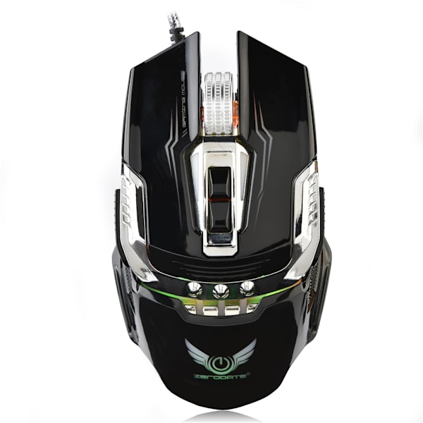 Zerodate Professional Wired Gaming Mouse 7 painikkeella LED-valo 4 tasoa säädettävä DPI musta