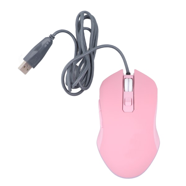 LED-mus med Type C-interface, bærbar, lydløs rullekontakt, ergonomisk, sød tegneserieudseende, mus til Macbook, pink, kablet USB