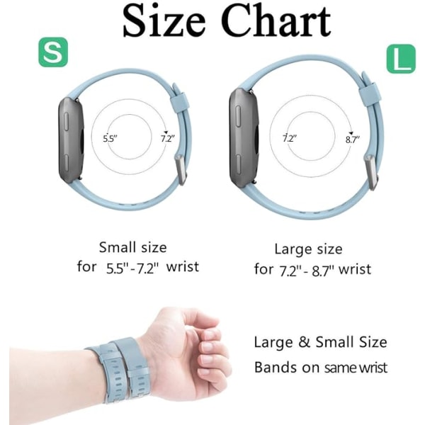 Smartwatch-armbandet är kompatibelt med Fitbit Versa Smartwatch, Versa 2 och Versa Lite se-klockor för kvinnor och män（Ljusblå-L）