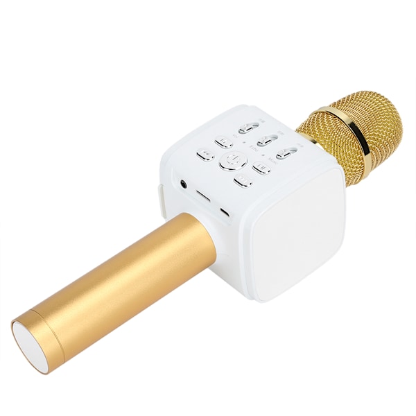 Trådlös Bluetooth Karaoke Handheld Mikrofon Bärbar med Mobiltelefon Stativ för Fest Guld