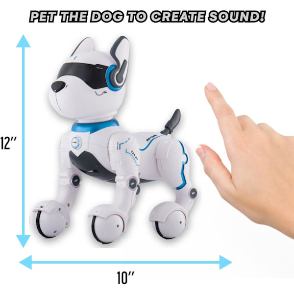 Top Race Programmerbar Robot Hund Leksak - Fjärrkontroll Husdjur med Touch Funktion, Röststyrning för Barn 5-7 - Uppladdningsbar Smart Djur Leksak