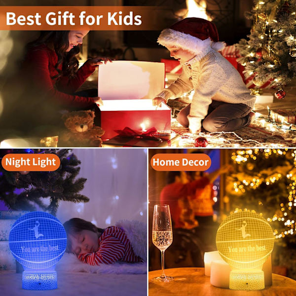 3D Basketboll Nattlampa, 3D LED Illusionslampa med Fjärrkontroll, 16 Färger Smart Touch USB Laddning Bordsskiva Optisk Belysning för Pojkar Flickor