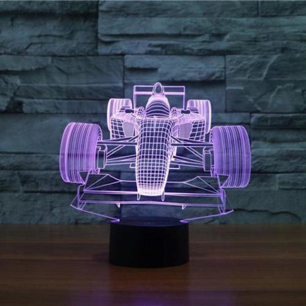 Automatisk Färgbyte Färgglad Racingbil 3D Illusion LED Nattlampa Smart Touch USB Bordlampa
