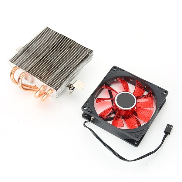 CPU-kylare Radiator Down-Shot 4 mässingsvärmeledare Färgglad allmän fläkt (3-stifts med ljus) Röd