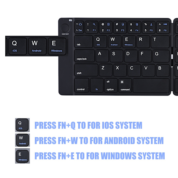 Genopladeligt bærbart læderfoldbart Bluetooth trådløst tastatur til IOS/Android/Windows/iPad
