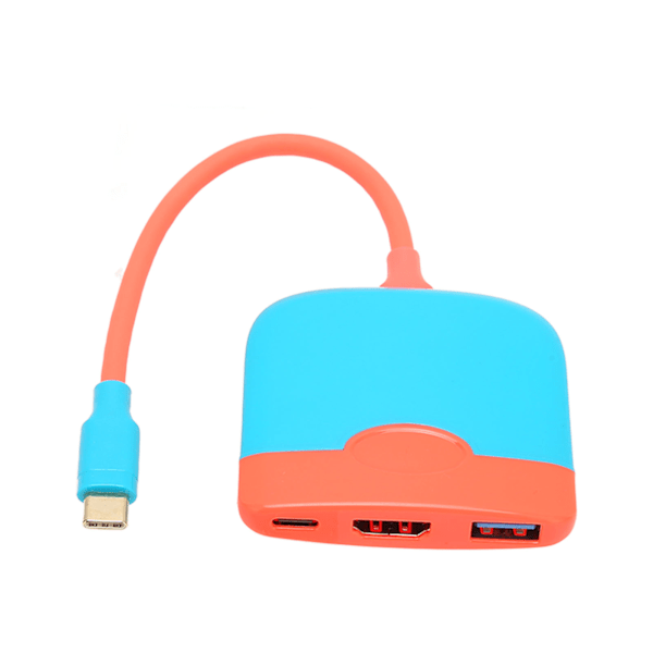 3 i 1 USB C till HD Multimedia Interface-adapter USB C till USB C USB3.0 Multi Port-adapter kompatibel för typ C-enheter Blå Röd