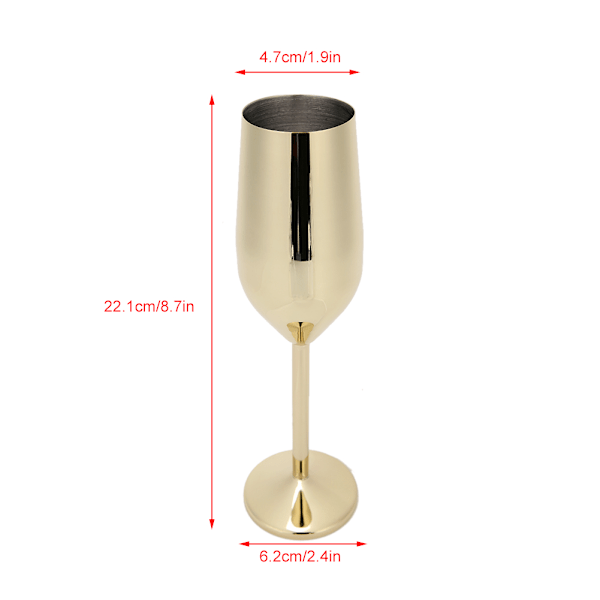 304 Rostfritt Stål Vinglas Champagne Glas Dricksglas 220ML för Barfest Bankett Golden