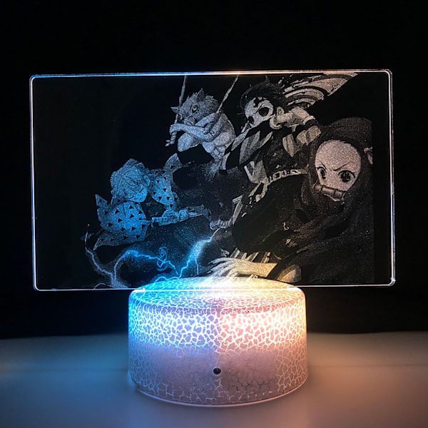 Qinwei Led-yövalo Anime Akryyli Kaiverrettu Kaksiväri Kaukosäädin Lamppu Kotiin Makuuhuoneen Sisustusvalot --- Kuvio 2（Crack Seat）