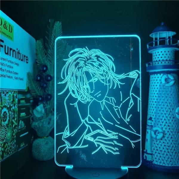 Anime 3D Lampe Banana Fish 3D Nattelys Anime Bord LED Fargeskiftende Samling Belysning Gave Illusjon Dekorasjon Dukke 7-Farge Berøring PXJD