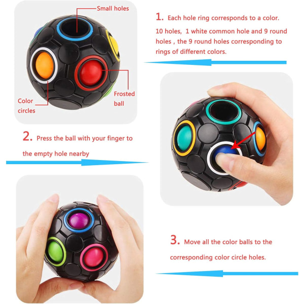 Roterende Stress Regnbuebold Infinity Relief Spinner Fidget Legetøj til voksne Børn Pædagogisk Magic Cube Puslespil (sort)