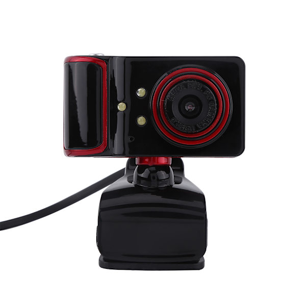 16M Pixel HD Webcam Clip-on  3 LED Rotatable Web Camera til PC Computer Sort + Rød