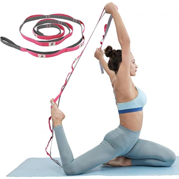 Yoga Stretch Strap, Multi Loops Justerbart træningsbånd til stretching, fysioterapi, træning, pilates, dans og gymnastik